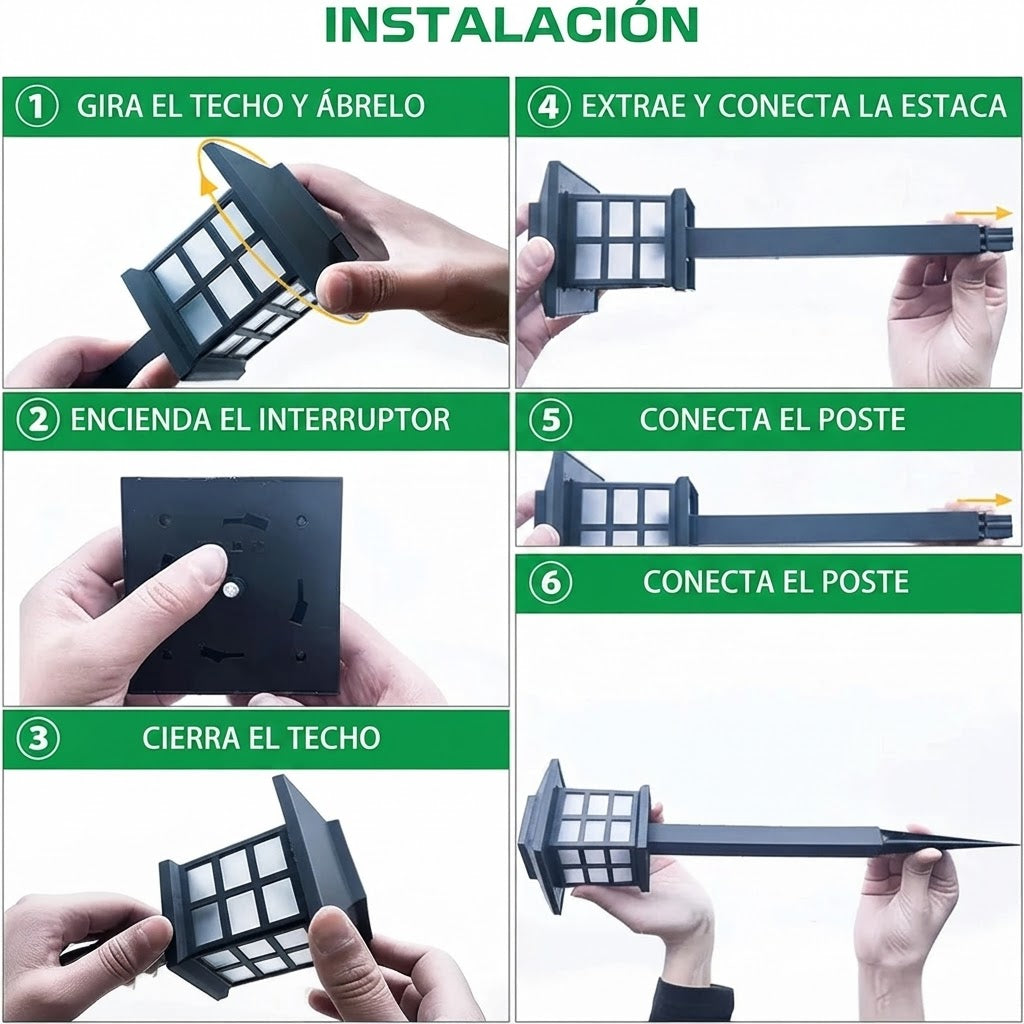 Pack 2 Lámparas Carga Solar LED Jardín Oriental