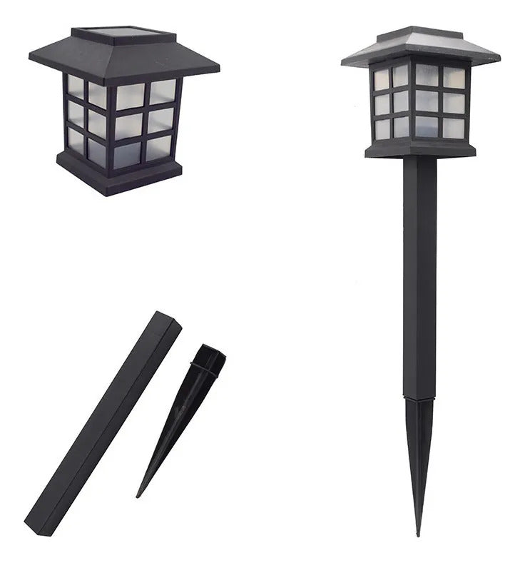 Pack 2 Lámparas Carga Solar LED Jardín Oriental