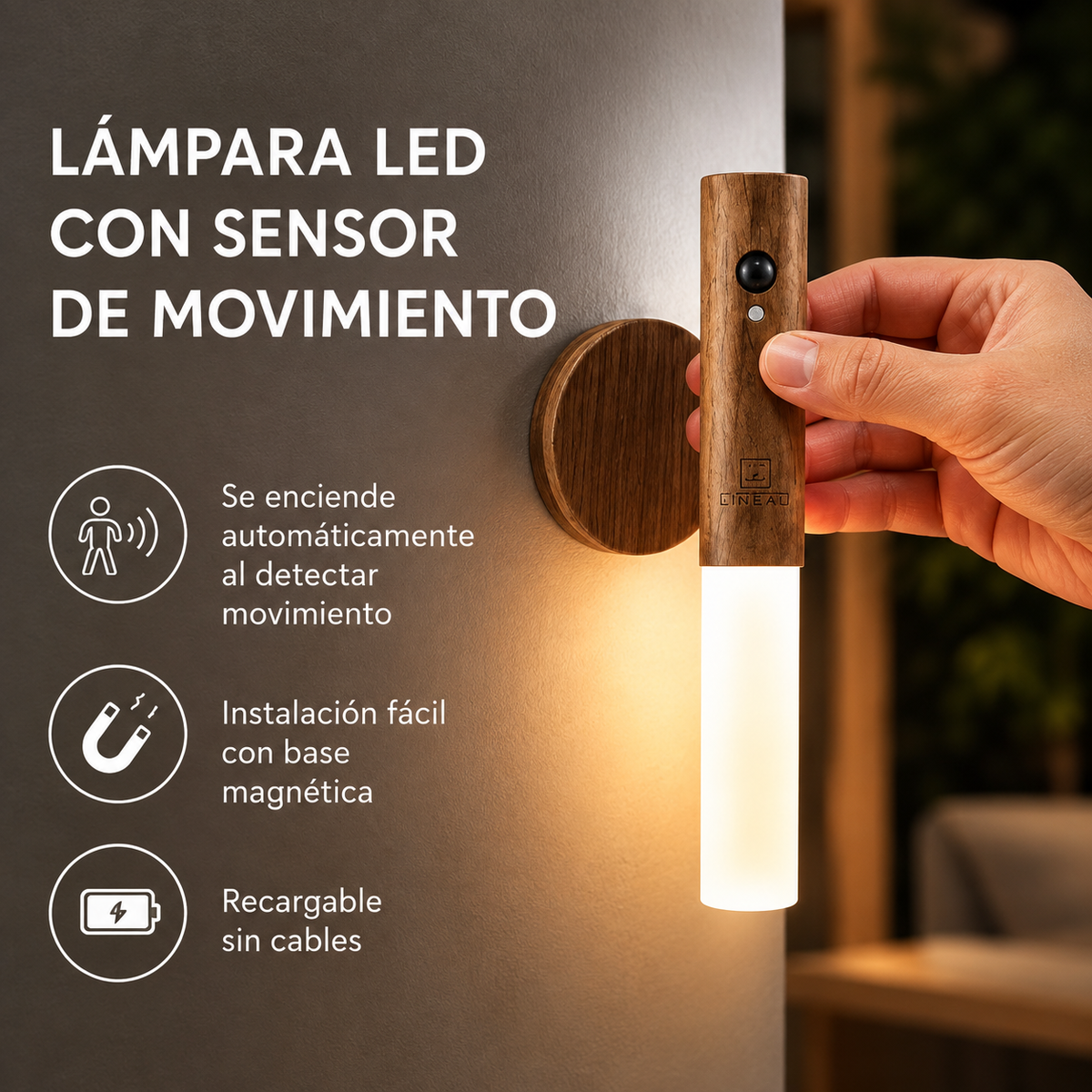 Lámpara LED Recargable – Sin cables, sin instalación!
