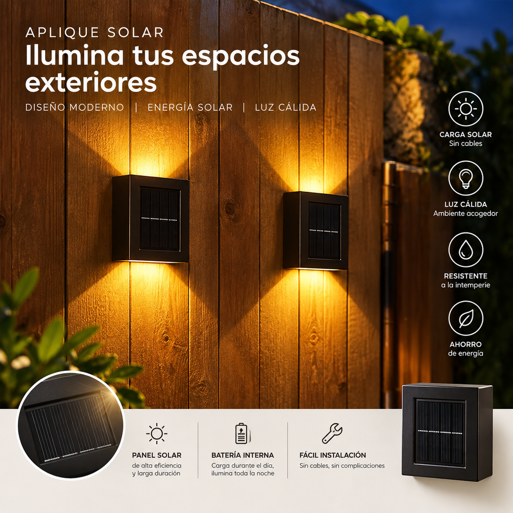 Aplique Solar de pared luz Cálida
