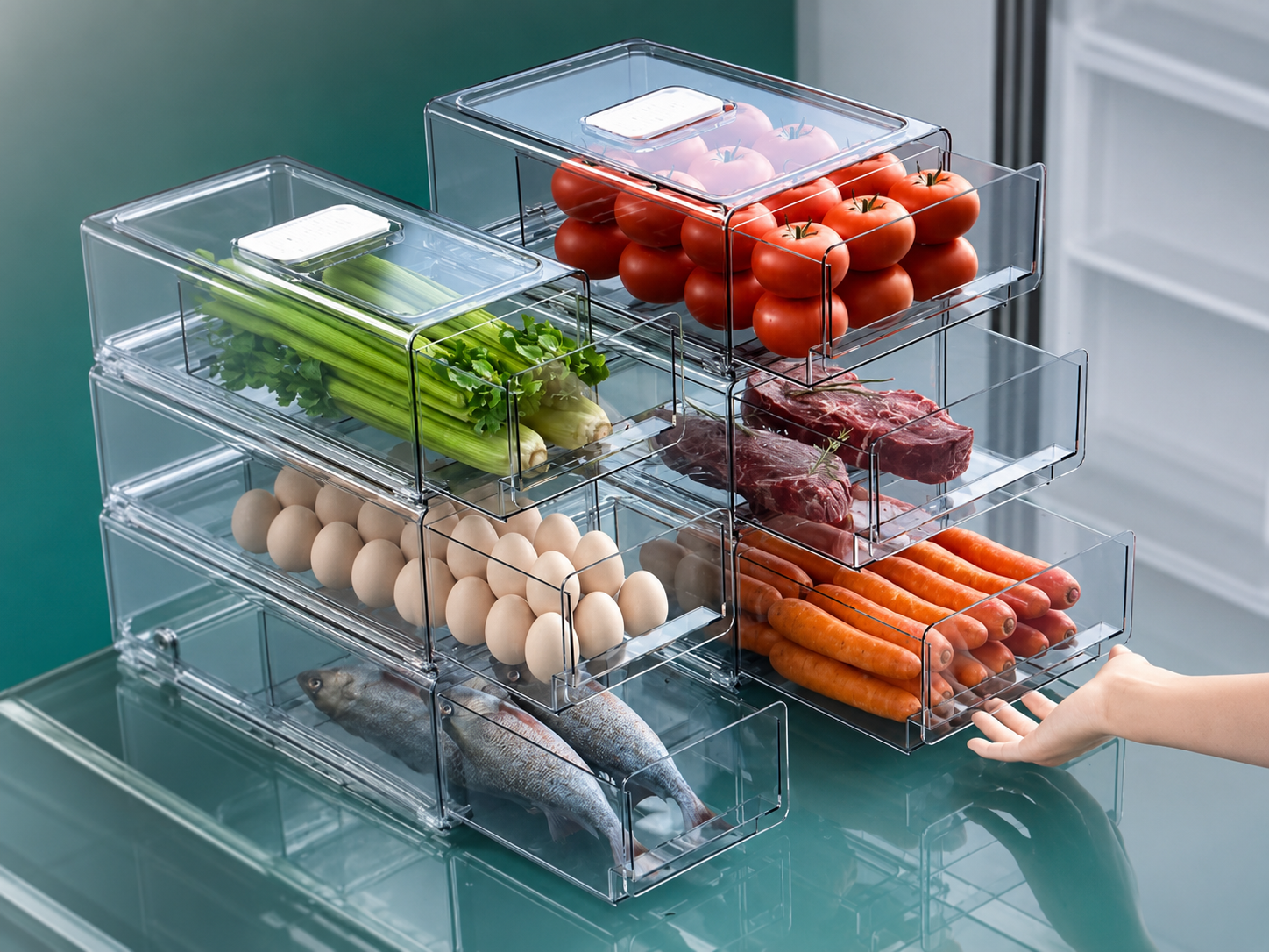 Organizador Refrigerador con cajón deslizante