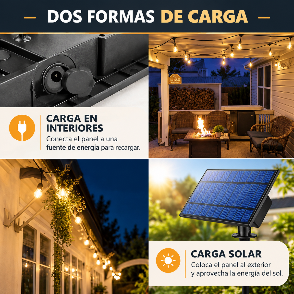 Luces Guirnalda 10mts Solar+ USB+Control