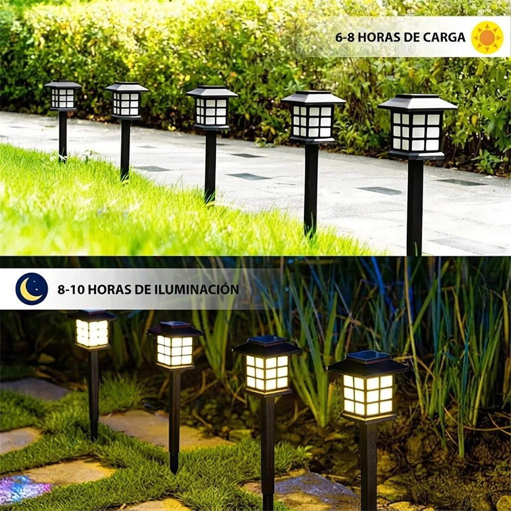 Pack 2 Lámparas Carga Solar LED Jardín Oriental