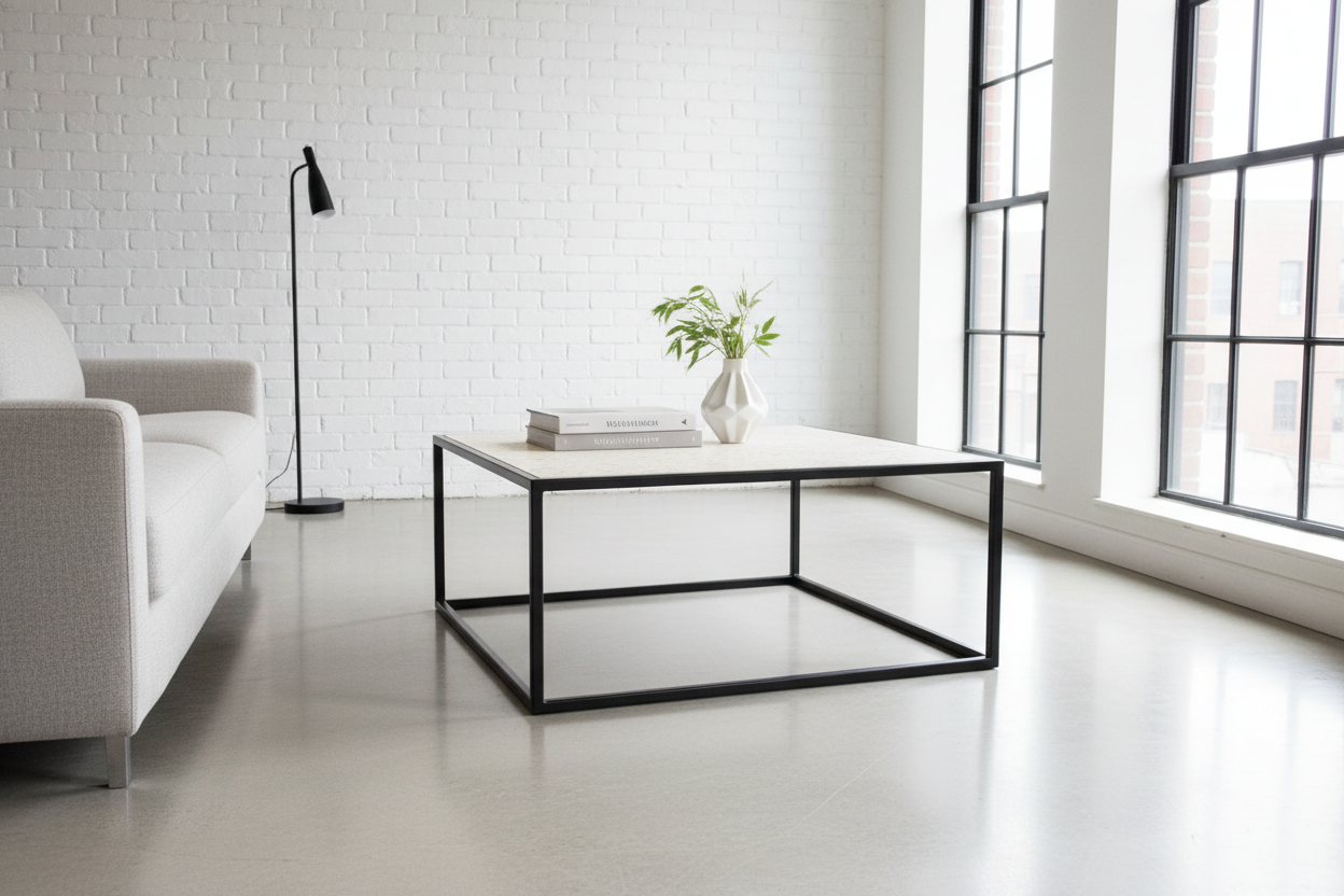 Mesa base negra - industrial con luz natural