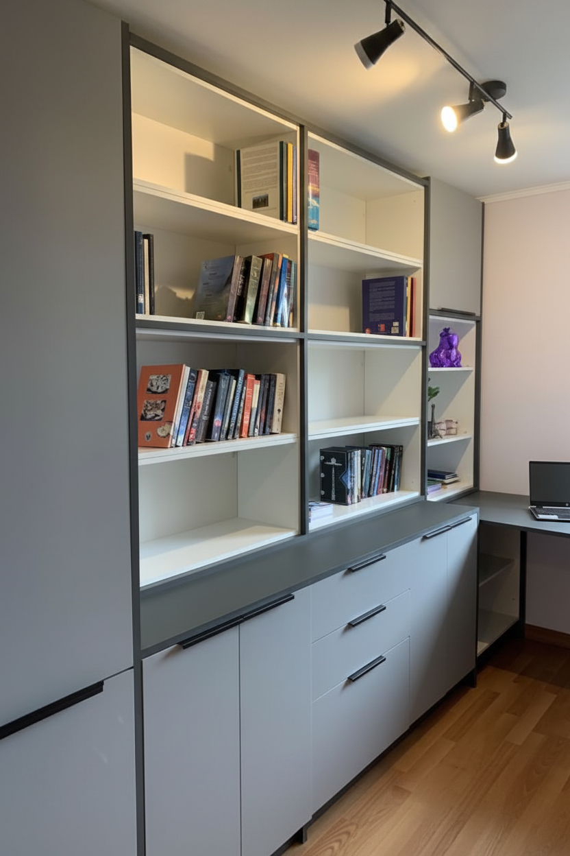 Mueble modular con riel LED
